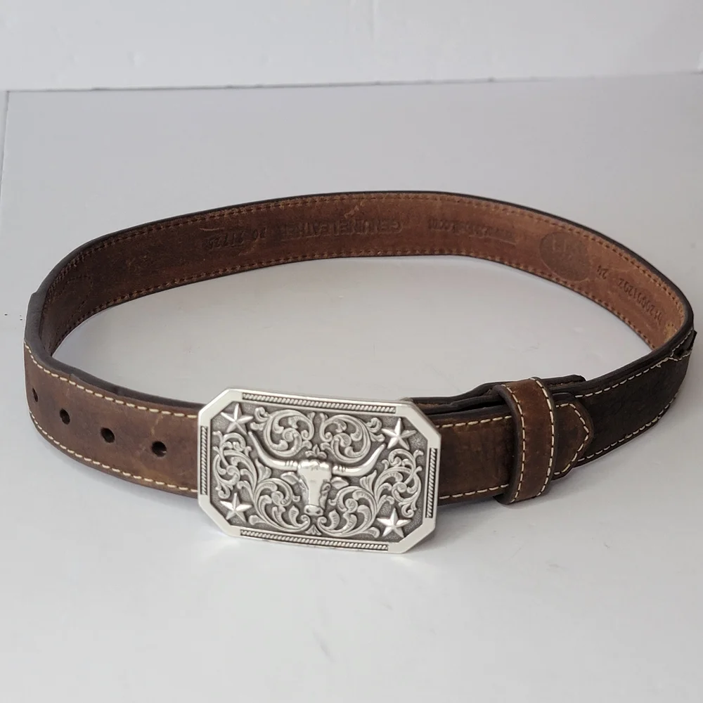 Wester Leather 3D Longhorn Buckle Belt
